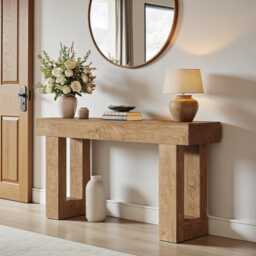 160cm Long Console Table Modern Farmhouse Wooden Sofa Table For Entryway & Behind Couch - thumbnail 1