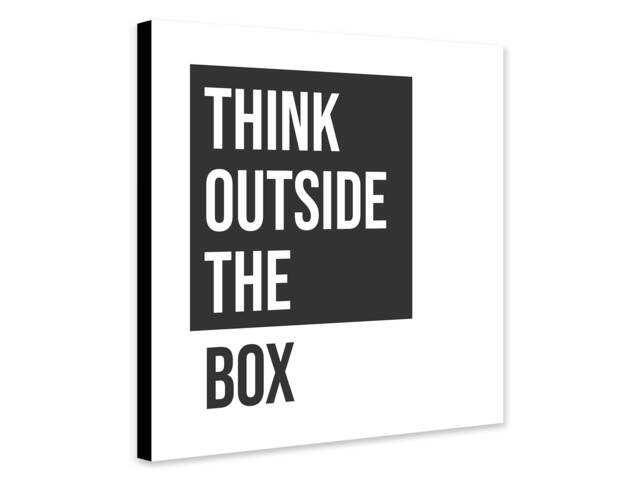 Think Outside The Box - Dark Typographic Art Wrapped Framed Canvas Rolled Photo/Poster Print - image 1