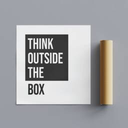 Think Outside The Box - Dark Typographic Art Wrapped Framed Canvas Rolled Photo/Poster Print - thumbnail 3