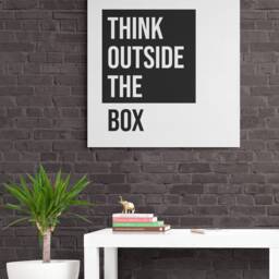Think Outside The Box - Dark Typographic Art Wrapped Framed Canvas Rolled Photo/Poster Print - thumbnail 2