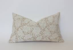 Floral Lumbar Pillow Cover, Neutral Textured Pillow, Ivory Cushion Cover -- Evielle - thumbnail 1