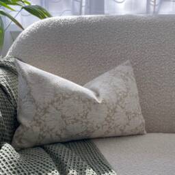 Floral Lumbar Pillow Cover, Neutral Textured Pillow, Ivory Cushion Cover -- Evielle - thumbnail 2