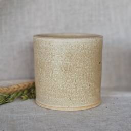 Cream Ceramic Planter, Handmade Glazed Beaker, Speckled Plant Pot, 200Ml Beige Vessel, Unique British Gift, Handcrafted Pots - thumbnail 2