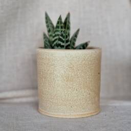 Cream Ceramic Planter, Handmade Glazed Beaker, Speckled Plant Pot, 200Ml Beige Vessel, Unique British Gift, Handcrafted Pots