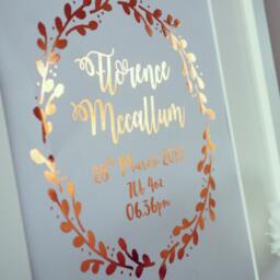 Birth Details Print - New Baby Announcement Print Personalised Custom Name Newborn Foil - thumbnail 2