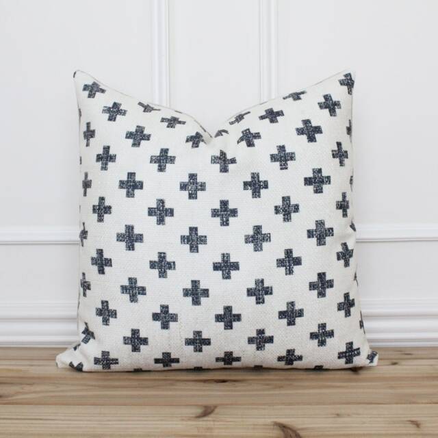 Graphite Swiss Cross Pillow Cover Cushion Decorative Throw Farmhouse Pillows Designer Covers - Asher - image 1