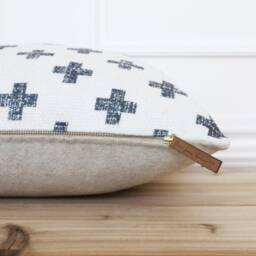 Graphite Swiss Cross Pillow Cover Cushion Decorative Throw Farmhouse Pillows Designer Covers - Asher - thumbnail 3