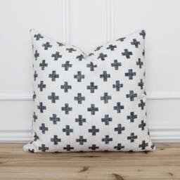 Graphite Swiss Cross Pillow Cover Cushion Decorative Throw Farmhouse Pillows Designer Covers - Asher - thumbnail 1