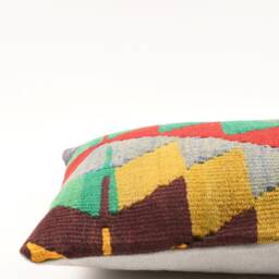 Vintage Kilim Pillow Cover 12x20 Handmade Turkish Wool Throw - thumbnail 4