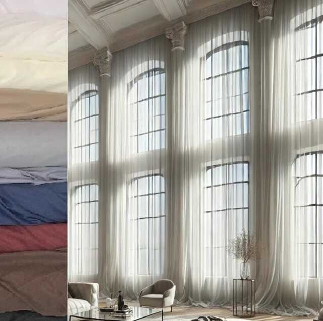 Extra Long Sheer Voile Curtains - 2 Panels For High Ceiling 8-24 Ft Colors, Custom Made 110 Inches Wide 2 Story Drape Free Swatch - image 1