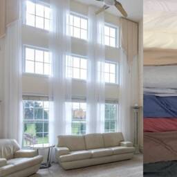 Extra Long Sheer Voile Curtains - 2 Panels For High Ceiling 8-24 Ft Colors, Custom Made 110 Inches Wide 2 Story Drape Free Swatch - thumbnail 3