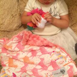 "Adorable Pink Zebra Mini Baby Blanket ""Tiki Lil" - thumbnail 2