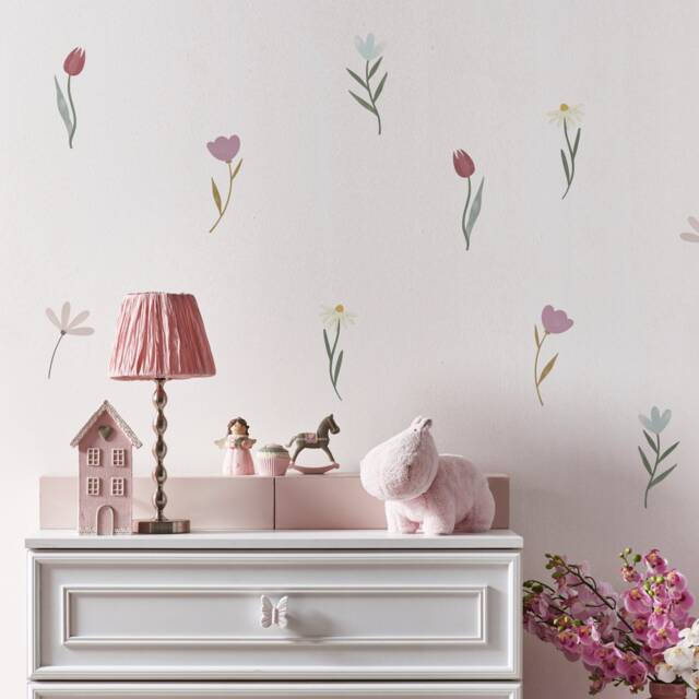 Wall Stickers - 20 Watercolour Flower Wall Decals For Nursery D??cor Botanical Girls Room Stickers By Dizzy Duck - image 1