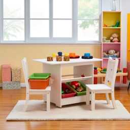 Children's Wooden Table & Chairs Set With Storage, Montessori Furniture For Toddlers, Nursery & Weaning Kids - thumbnail 2