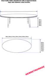 Oval Coffee Table in Light Blue Colour Tapered Legs Stainless Steel Ferules - thumbnail 3