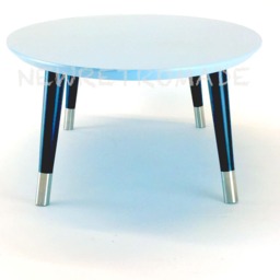 Oval Coffee Table in Light Blue Colour Tapered Legs Stainless Steel Ferules - thumbnail 2