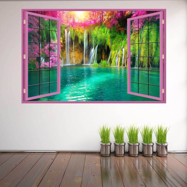 Waterfall Lake Wall Decal Sticker Mural Poster Print Art Home Office Decor Ka16 - image 1