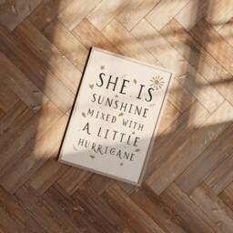 She Is Sunshine Mixed With A Little Hurricane, Nursery Print, Kids Bedroom, Girl, Boy, Playroom, Unframed, A1/A2/A3/A4/A5, Quote Print - thumbnail 3