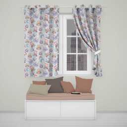 Cute Kawaii Christmas Pets Snow Globe Gifts Cream Background Seamless Pattern Readymade Eyelet Ring Top Thermal 100% Blackout Curtains - thumbnail 1