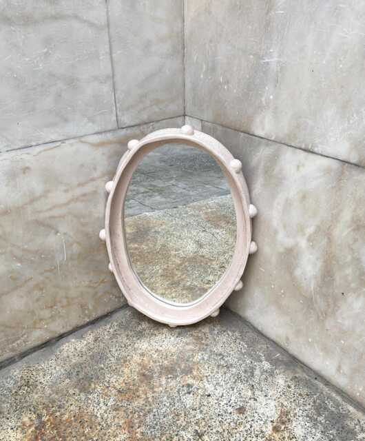 Oval Big Mirror Frame With Dots - Handmade Ceramic - image 1