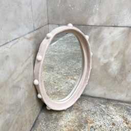 Oval Big Mirror Frame With Dots - Handmade Ceramic - thumbnail 3