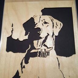 Hand-Cut Wooden Lab Portrait Scroll Saw Art, 11x14 Framed - thumbnail 2
