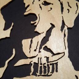 Hand-Cut Wooden Lab Portrait Scroll Saw Art, 11x14 Framed - thumbnail 3