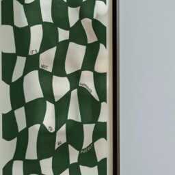 It's Not Supposed To Be Perfect Wall Art Wavy Checkered Green Print, Mid Century Modern Alternative Abstract Artwork, Unframed - thumbnail 3