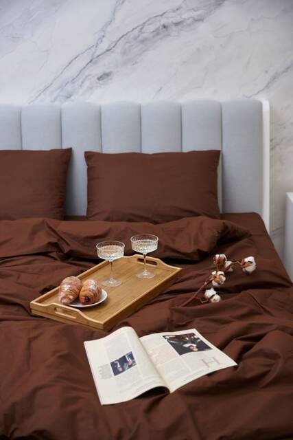 Dark Brown Cotton Flat Sheet 300Tc, Single To California King - image 1