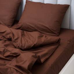 Dark Brown Cotton Flat Sheet 300Tc, Single To California King - thumbnail 2