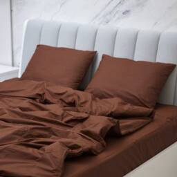Dark Brown Cotton Flat Sheet 300Tc, Single To California King - thumbnail 3