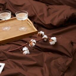 Dark Brown Cotton Flat Sheet 300Tc, Single To California King - thumbnail 4