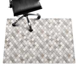 Arabesque Mosaic Office Chair Floor Protector, Gray Desk Mat, Pattern Vinyl Gaming Mat - thumbnail 3