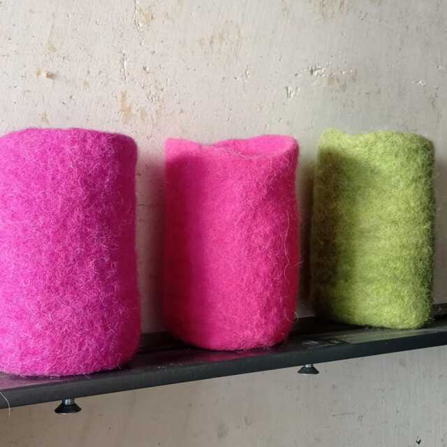 Hand-Felted Cover For Felt Vase Or Lantern in Your Favorite Color, Height 18 cm & Diameter 8 - image 1