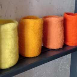 Hand-Felted Cover For Felt Vase Or Lantern in Your Favorite Color, Height 18 cm & Diameter 8 - thumbnail 2