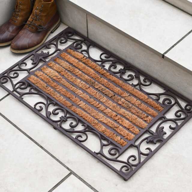 Hand-Crafted Cast Iron Doormat, Rustic Doormat & Boot Scraper, Decorative Pattern Border, Robust, Heavy Duty - image 1