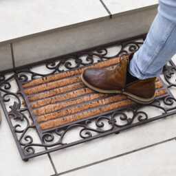 Hand-Crafted Cast Iron Doormat, Rustic Doormat & Boot Scraper, Decorative Pattern Border, Robust, Heavy Duty - thumbnail 2