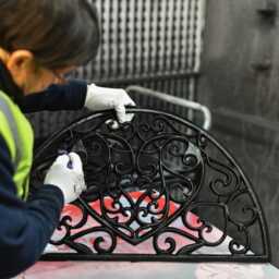 Hand-Crafted Cast Iron Doormat, Rustic Doormat & Boot Scraper, Decorative Pattern Border, Robust, Heavy Duty - thumbnail 4