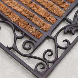 Hand-Crafted Cast Iron Doormat, Rustic Doormat & Boot Scraper, Decorative Pattern Border, Robust, Heavy Duty - thumbnail 3