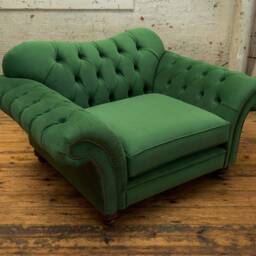 Large British Handmade Bottle Green Velvet Chesterfield Snuggle Chair, Armchair - thumbnail 3