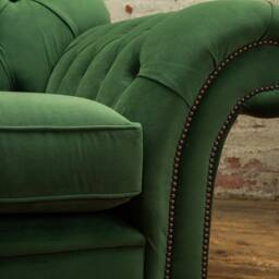 Large British Handmade Bottle Green Velvet Chesterfield Snuggle Chair, Armchair - thumbnail 4