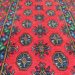 Afghan Bukhara Runner Rug, 2'7x9'3 Ft Multicolor Natural Veg Dyes Wool Plush Hand Knotted Turkmen Oriental Hallway - thumbnail 3