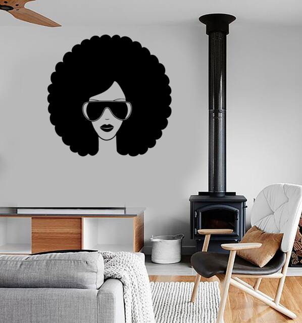 Wall Vinyl Music Black Afro American Girl Guaranteed Quality Decal Mural Art 1551Dz - image 1