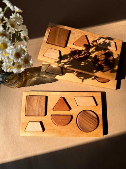 Wooden Geometric Shape Sorting Puzzle Toy Montessori Toddler Toys, Edicational Waldorf Toy, Baby Gift For 1 2 Year Old, Sensory Toys - image 1