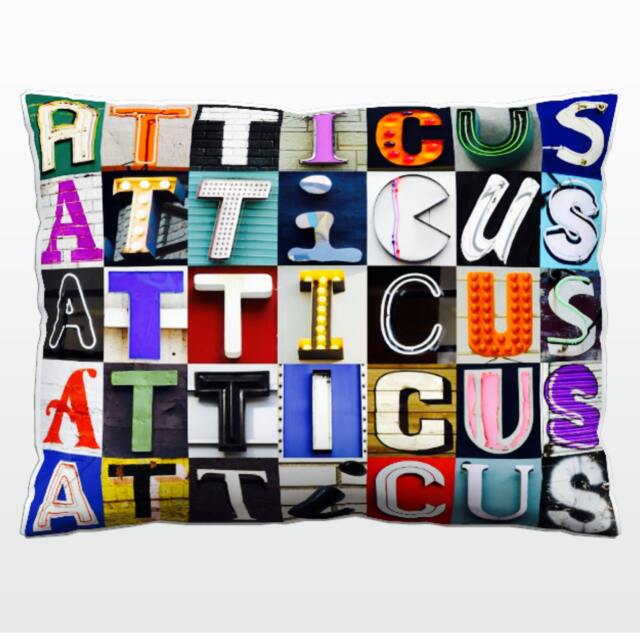 Atticus Personalized Pillow Featuring Photos Of Sign Letters Custom Couch Cushions Colorful Pillows Photo Pillow Sofa Pillows