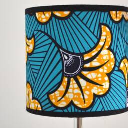 African Wax Fabric Lampshade With Turquoise & Orange Wedding Flower Pattern, Pendant Light, Lighting, Table Lamp - thumbnail 3