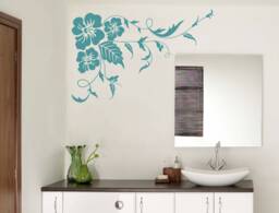 Floral Wall Decal, Floral Stickers, Decor, Bathroom Art, Flower Sticker, Decals