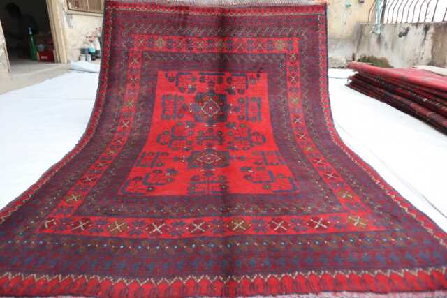 3x5 Ft Afghan Handmade Rug, Khal Mohammedi Bokhara Red Turkmen Oriental Bukhara Geometric Livingroom, D??cor Office Area Rug - image 1