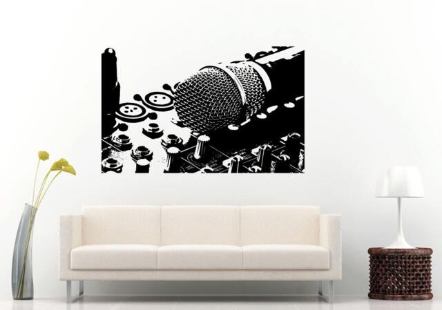 Mic Microphone Mc On Top Of A Dj Mixer Unit Music Equipment Wall Decal Vinyl Sticker Mural Room Decor L924 - image 1