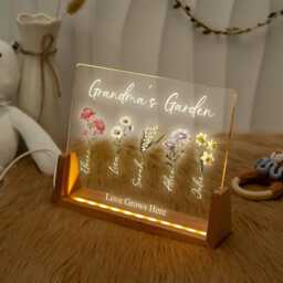Custom Grandma's Garden Birth Flower Night Light Personalized Family Gift - thumbnail 3